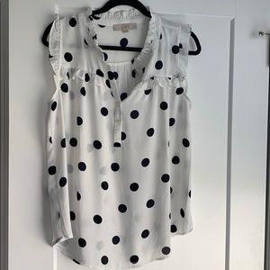 Ann Taylor Loft Sleeveless Polka Dot Blouse